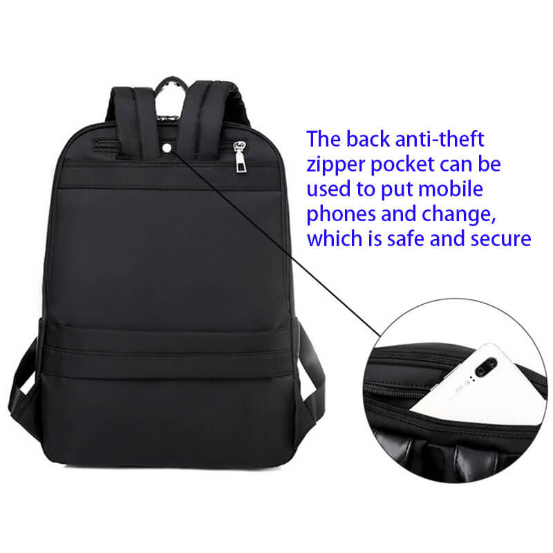 Hidden pocket on the back of computer backpack