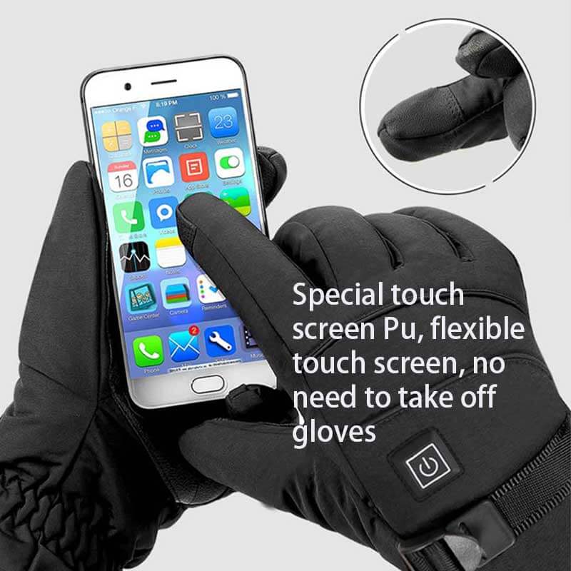 Electric ski gloves with a flexible touch screen