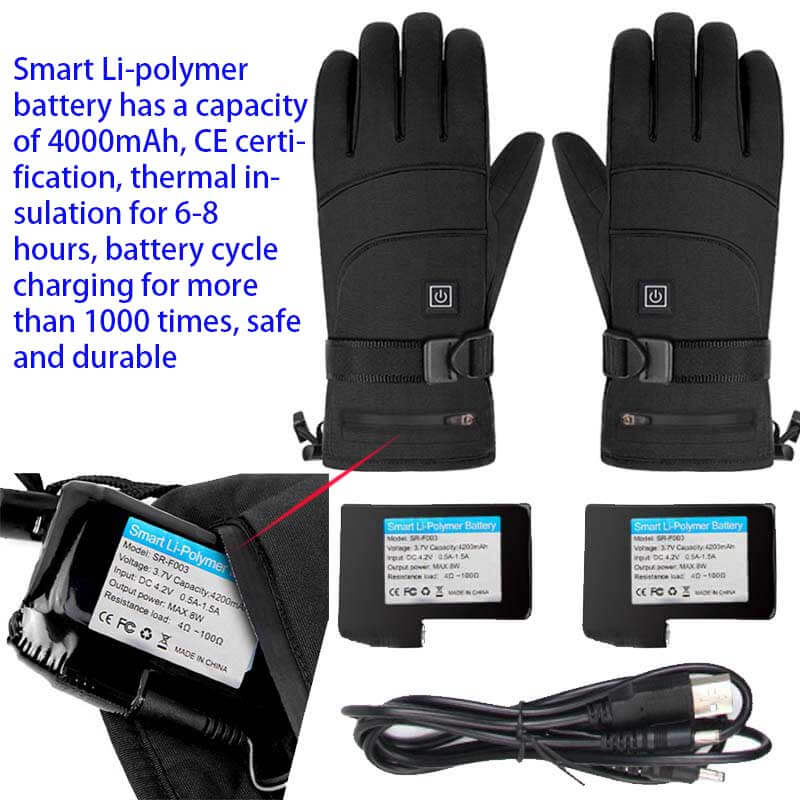 electric ski gloves batter