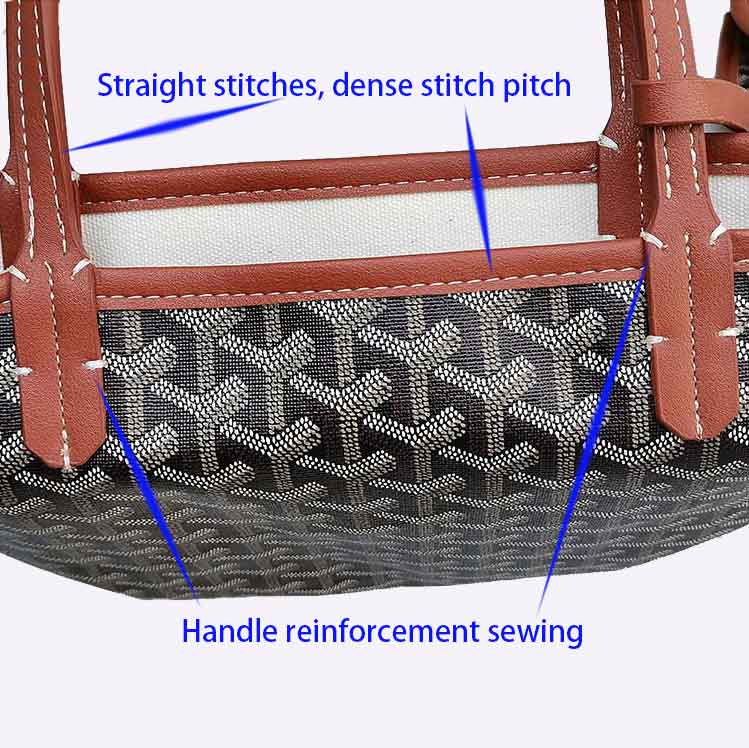 Détails des poignées du sac à bandoulière en cuir