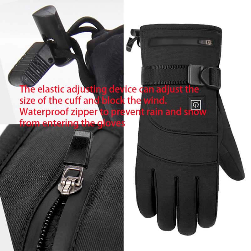 electric ski gloves zipper pocket